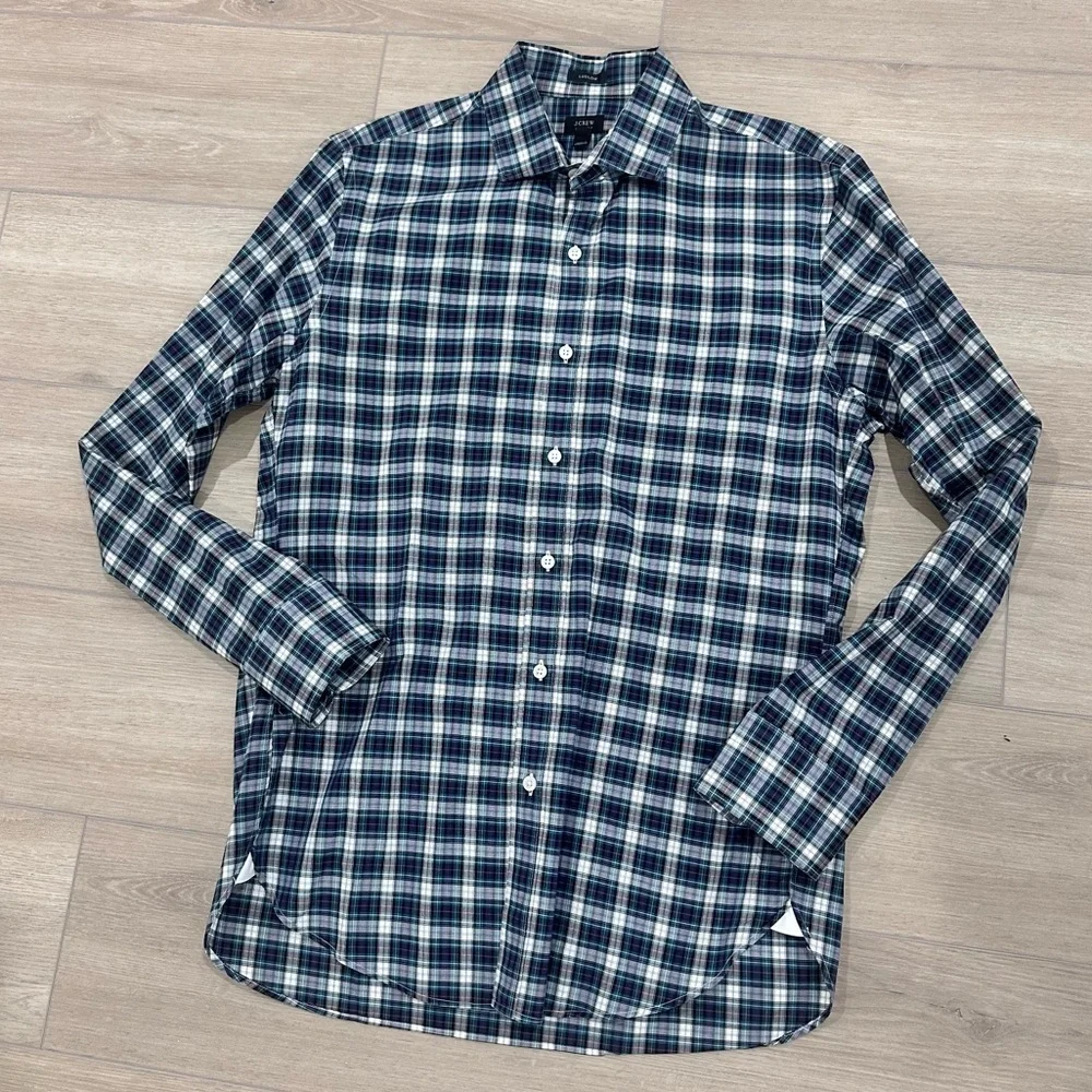 J.Crew men’s Ludlow collared button down plaid green blue medium